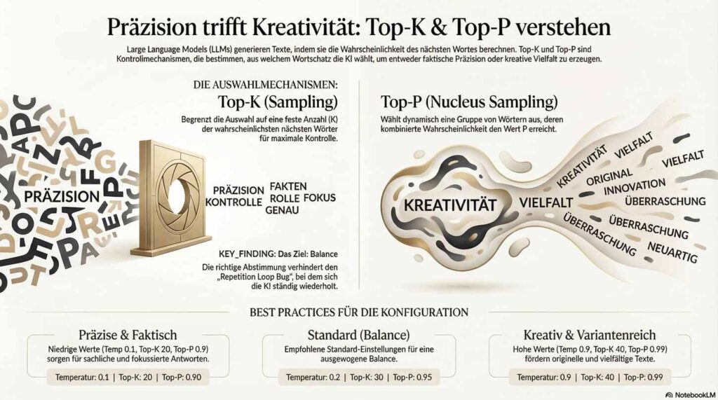 Infografik über das Thema Top-K und Top-P beim Prompt Engineering
