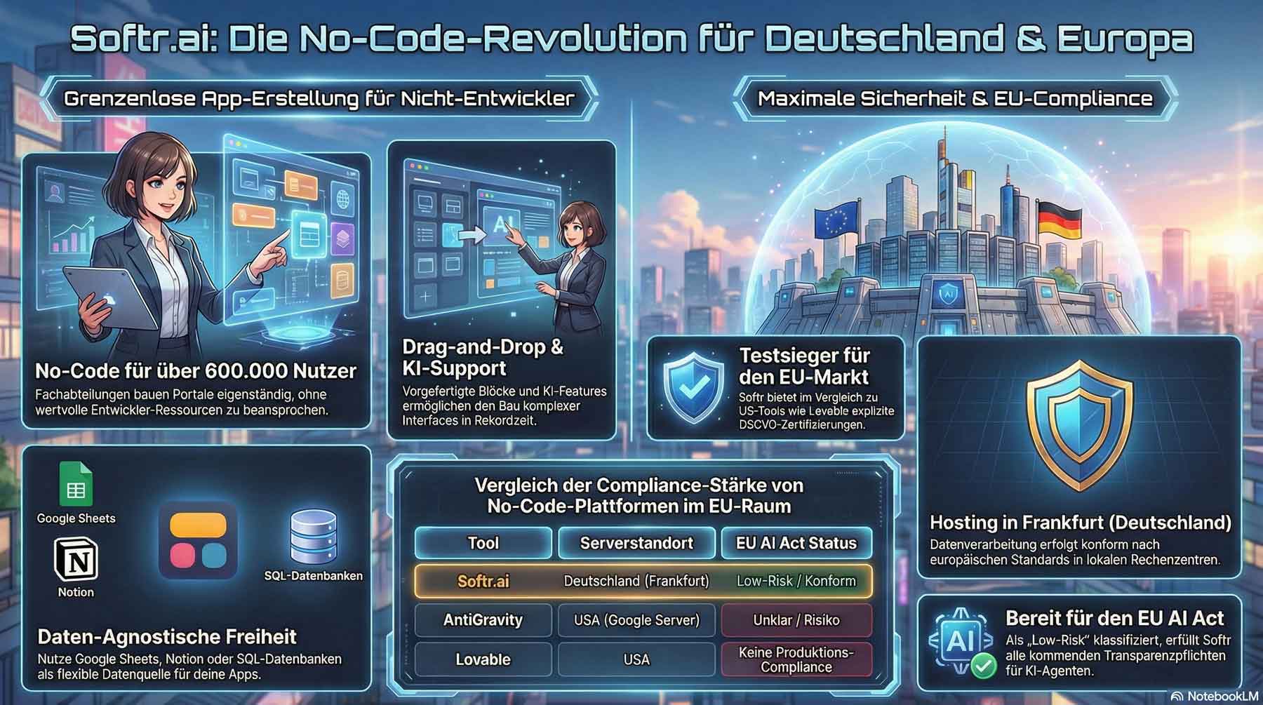 Infografik über die No-Code App Softr.ai